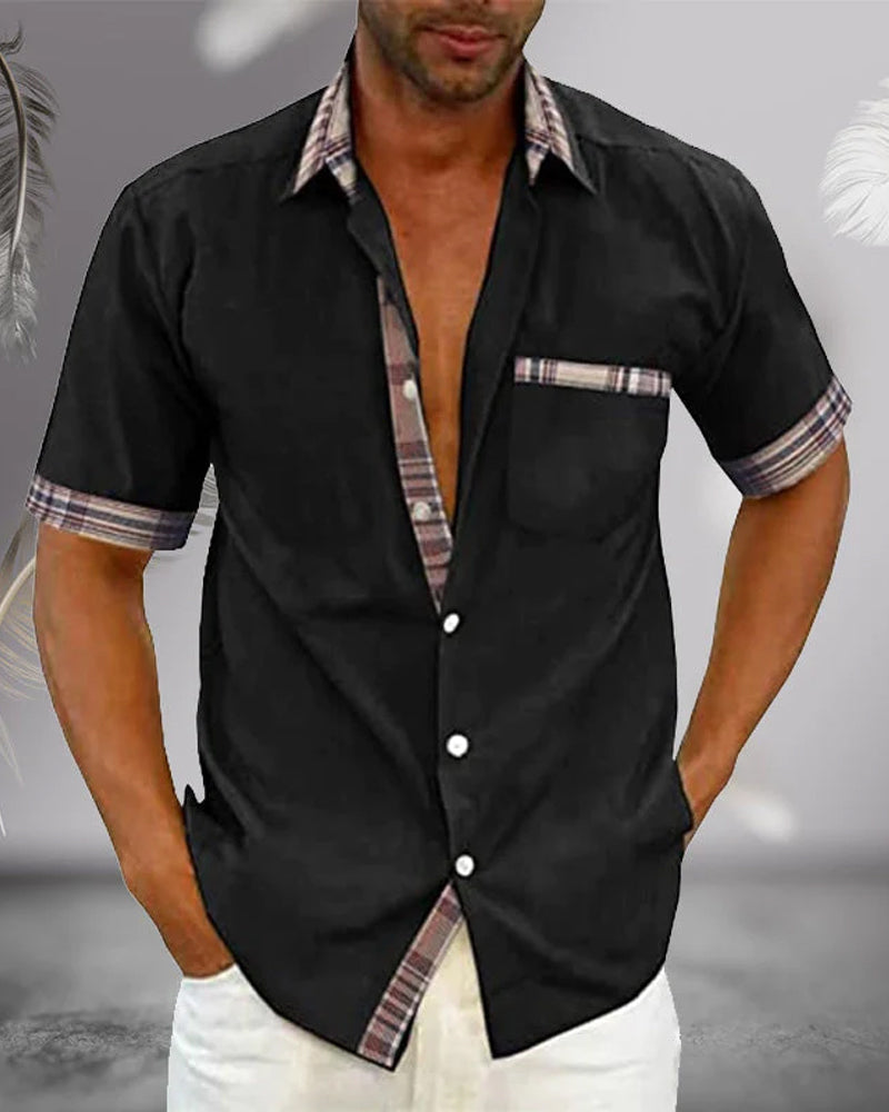 Herren Kurzarmhemd für Freizeit und Halbformelle Anlässe, Slim Fit