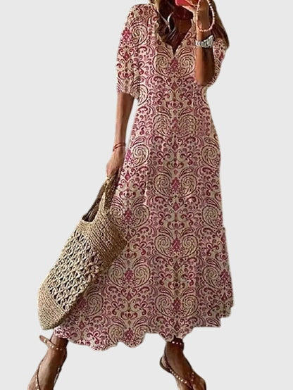 Damen Sommerkleid Boho Vintage Regular Fit Freizeit