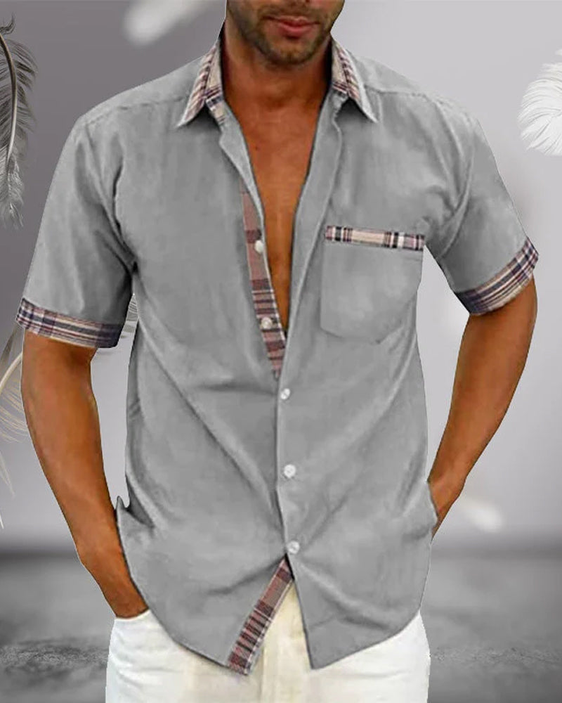 Herren Kurzarmhemd für Freizeit und Halbformelle Anlässe, Slim Fit
