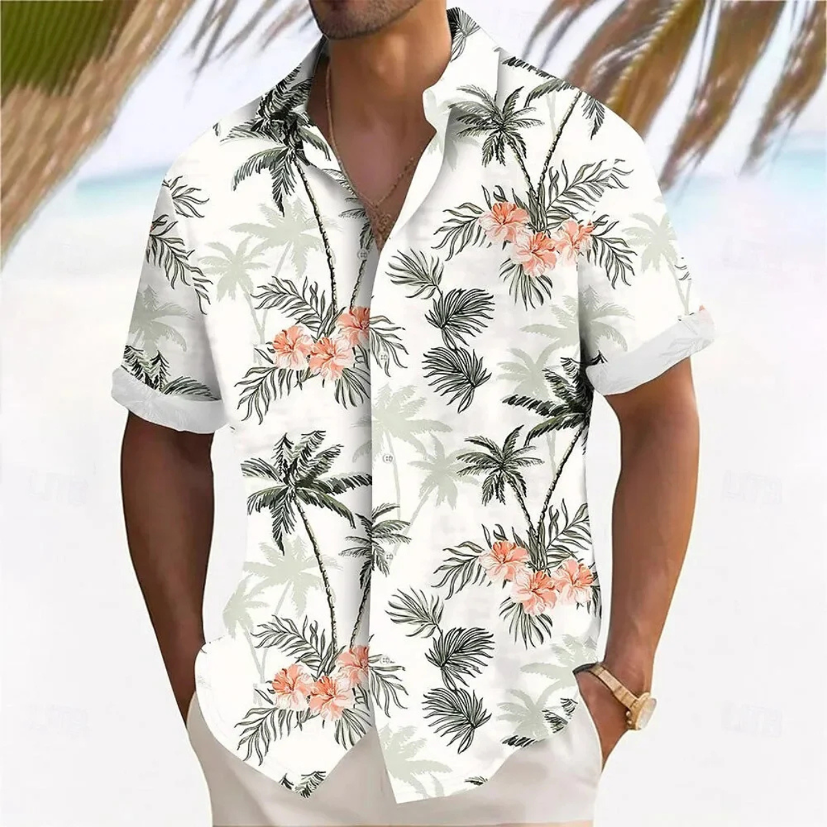 Das Cotswolds Herren Kurzarmhemd mit Palmenprint