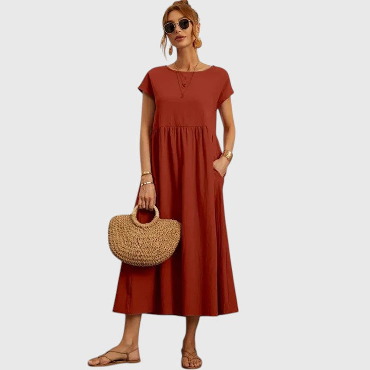 Damen Midi-Kleid Relaxed Fit Freizeit bequem sommerlich