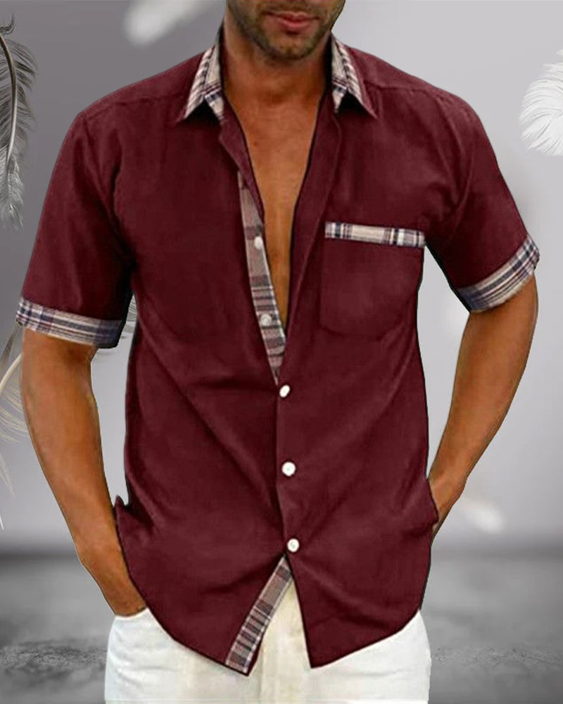 Herren Kurzarmhemd für Freizeit und Halbformelle Anlässe, Slim Fit