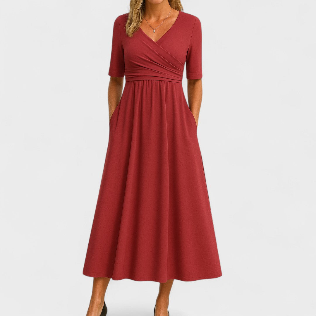 Damen Midi-Kleid Slim Fit Freizeit Elegant