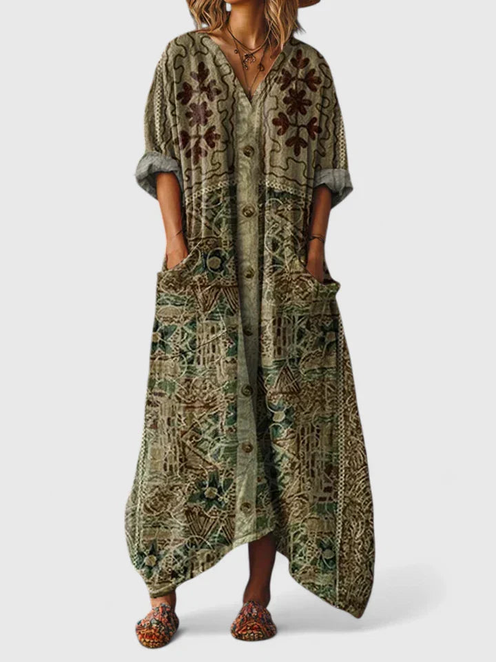 Damen Kleid Relaxed Fit Freizeit Boho Stil