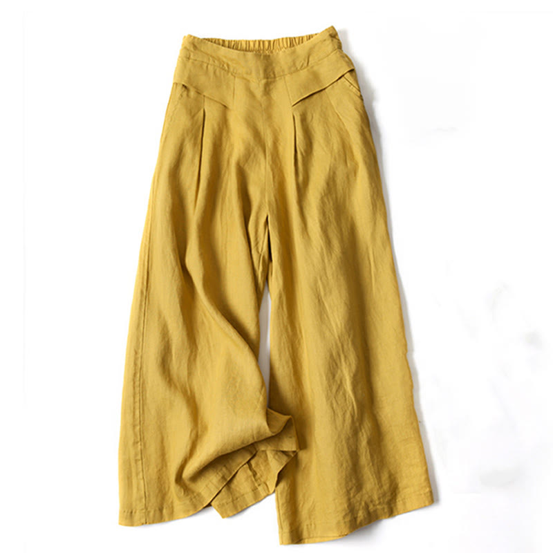 Damen Hose Hochtailliert Weites Bein Lässig Freizeit