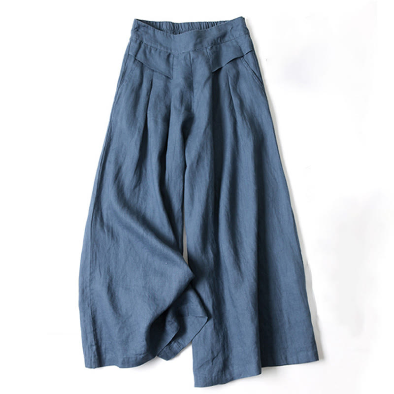 Damen Hose Hochtailliert Weites Bein Lässig Freizeit