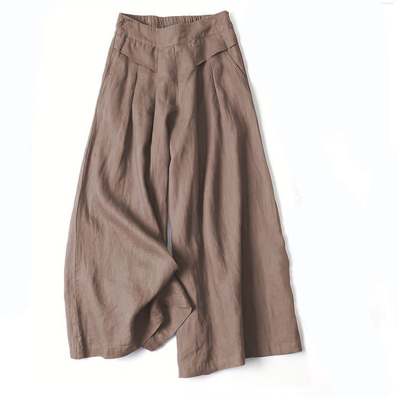 Damen Hose Hochtailliert Weites Bein Lässig Freizeit