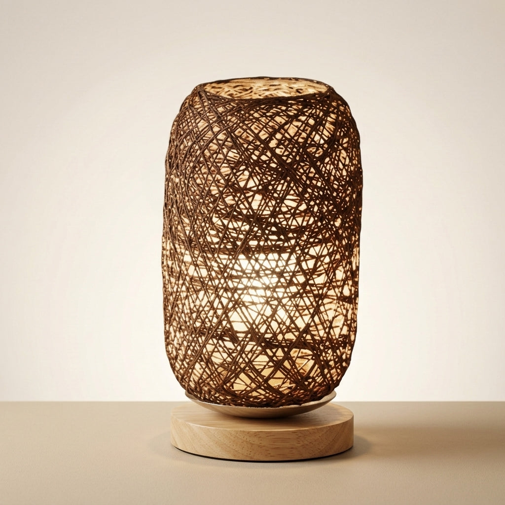 Tischlampe Rattan Boho Wohnzimmer Minimalistisch