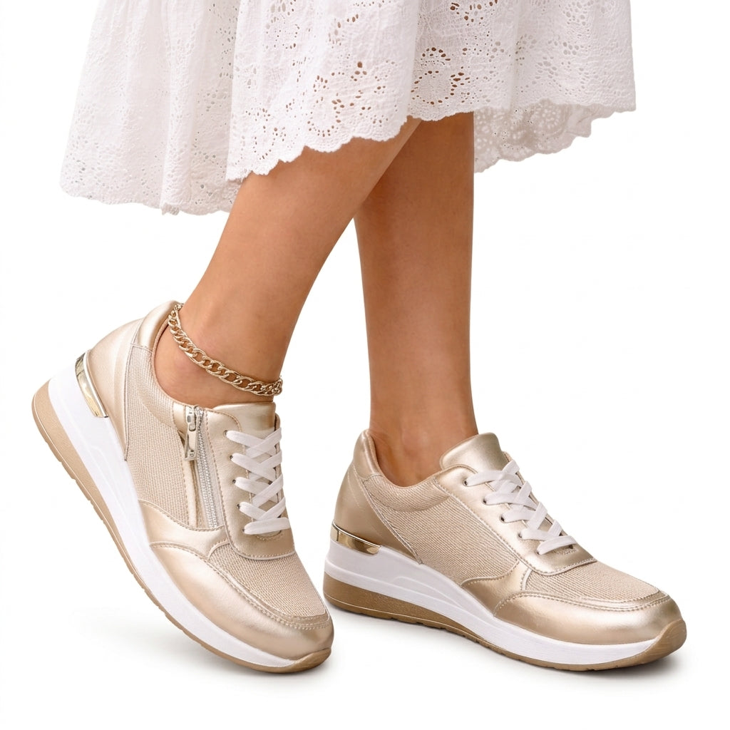 Damen Schnürplattform-Sneaker Regular Fit Freizeit