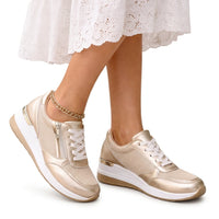 Damen Schnürplattform-Sneaker Regular Fit Freizeit