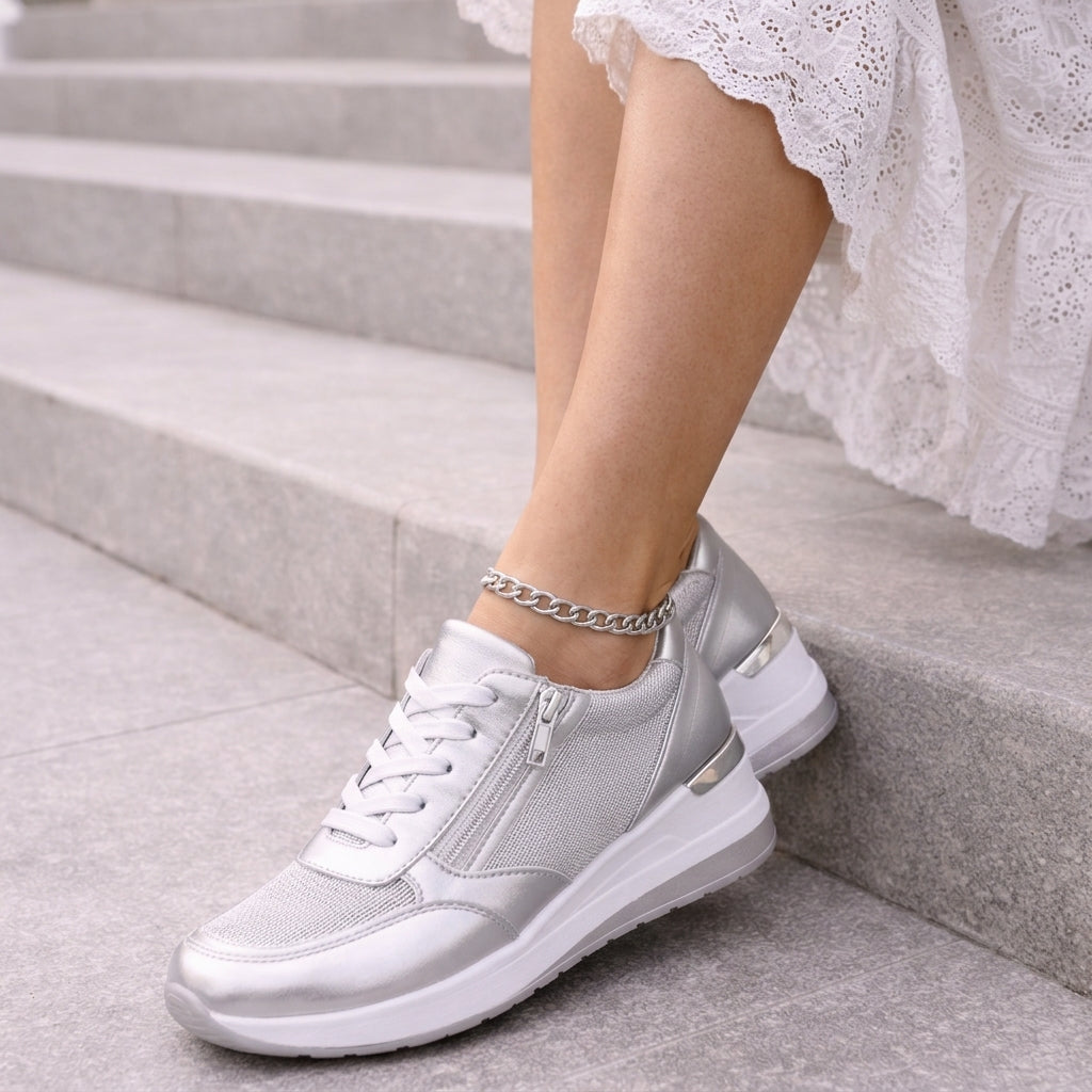 Damen Schnürplattform-Sneaker Regular Fit Freizeit