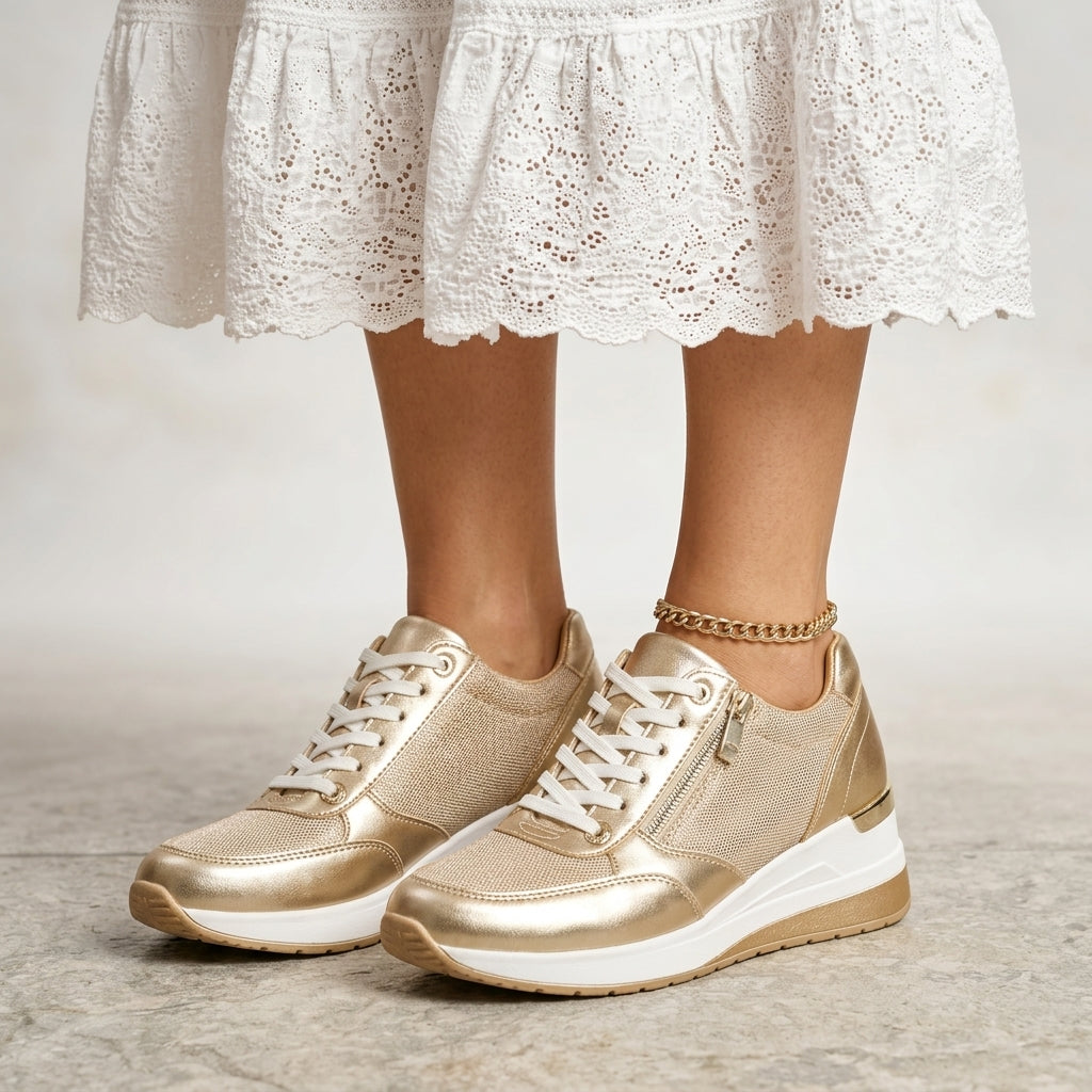 Damen Schnürplattform-Sneaker Regular Fit Freizeit