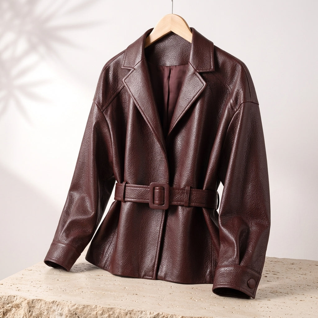 Damen Schaffelljacke Slim Fit Casual Elegant
