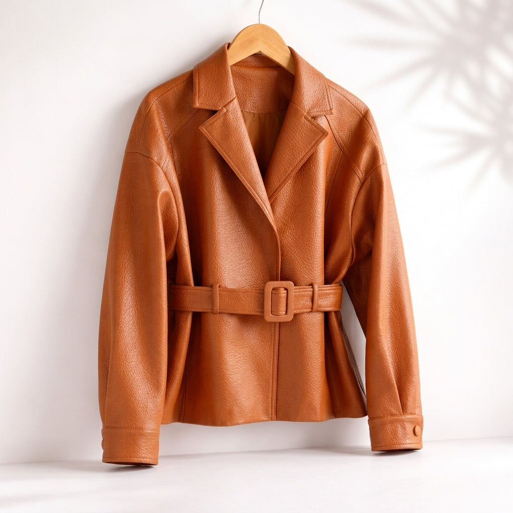 Damen Schaffelljacke Slim Fit Casual Elegant