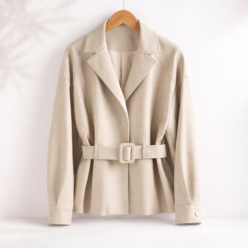 Damen Schaffelljacke Slim Fit Casual Elegant
