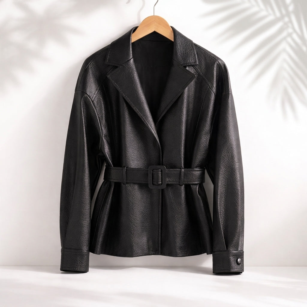 Damen Schaffelljacke Slim Fit Casual Elegant