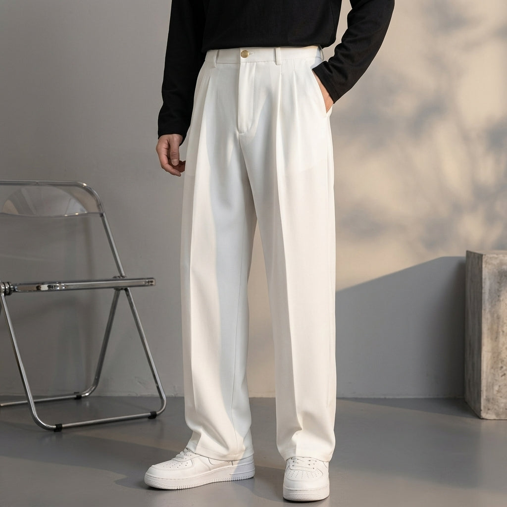 Herren Hose Regular Fit Business Freizeit Faltenhose