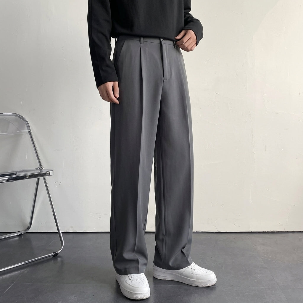 Herren Hose Regular Fit Business Freizeit Faltenhose