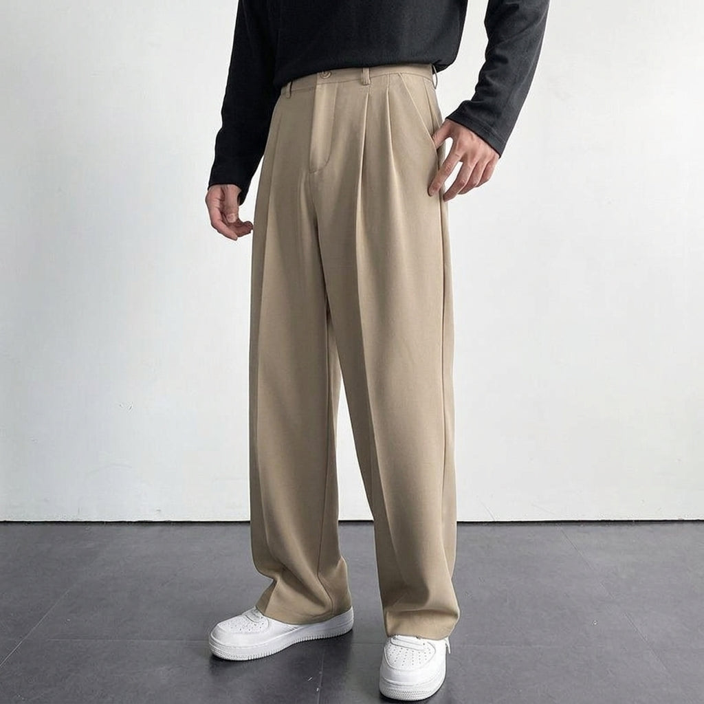 Herren Hose Regular Fit Business Freizeit Faltenhose