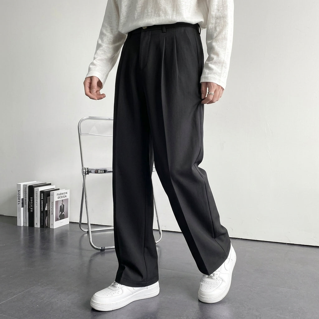 Herren Hose Regular Fit Business Freizeit Faltenhose