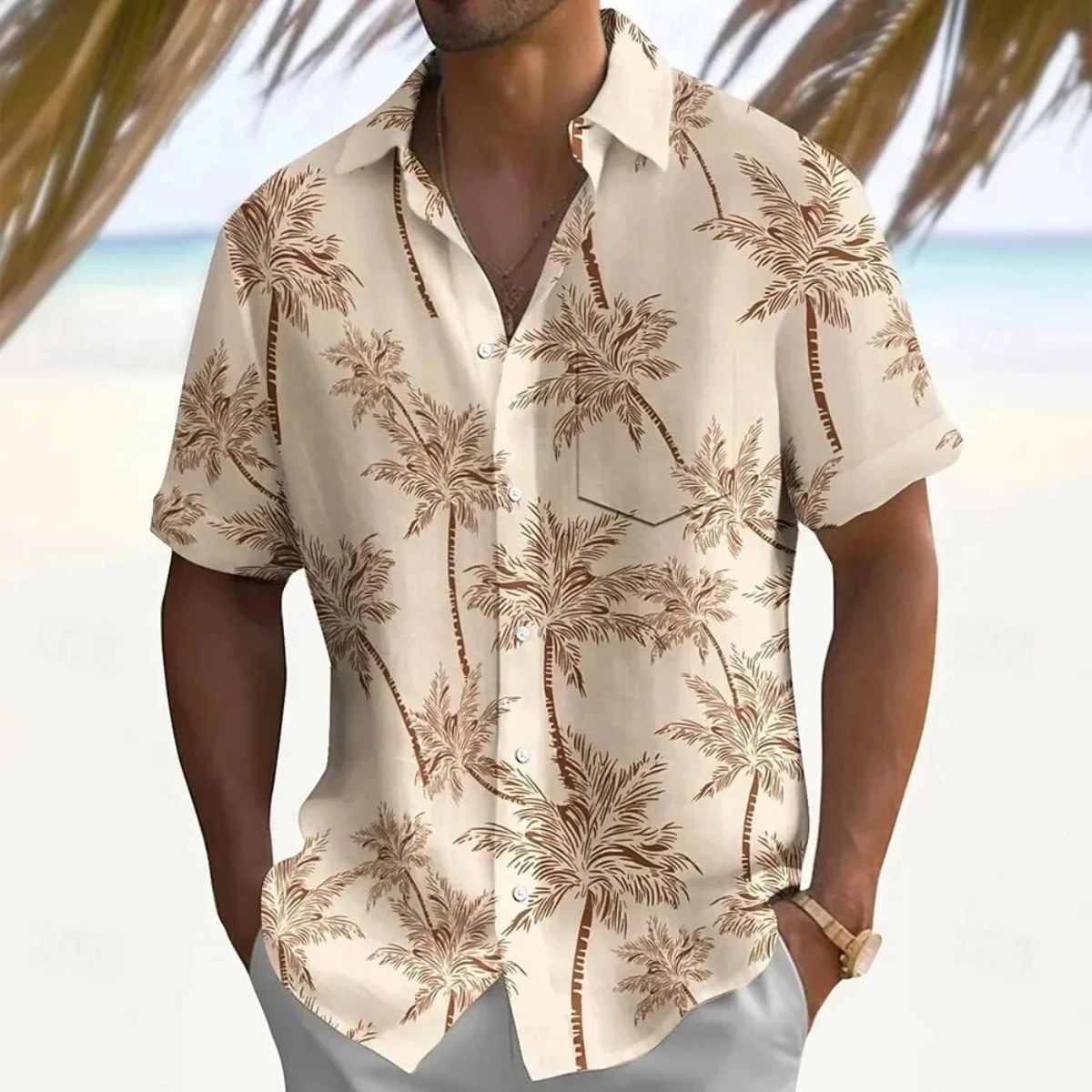Das Cotswolds Herren Kurzarmhemd mit Palmenprint
