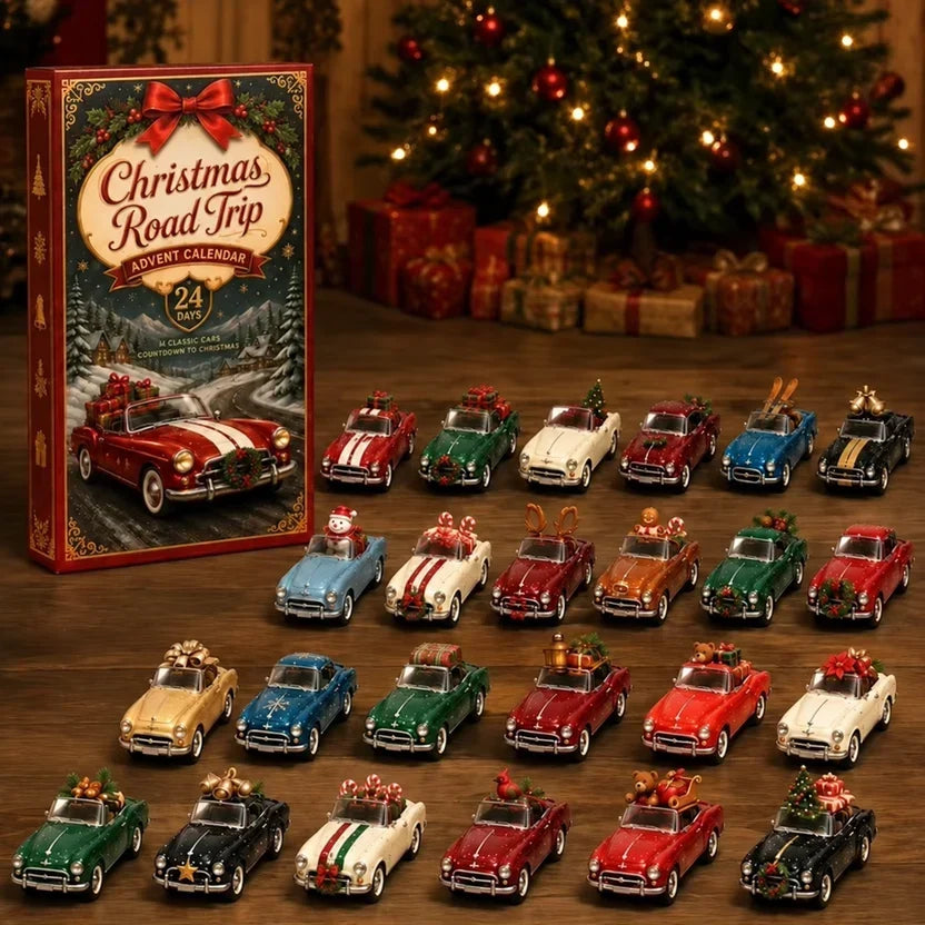 Adventskalender mit 24 klassischen Miniaturautos und Motorrädern