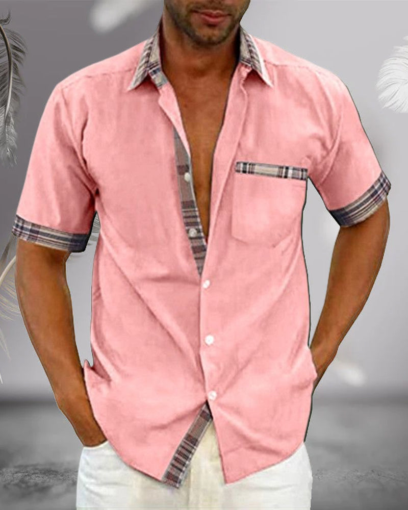 Herren Kurzarmhemd für Freizeit und Halbformelle Anlässe, Slim Fit