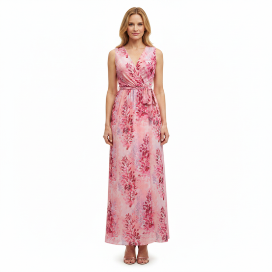 Maxikleid Damen Fließend V-Ausschnitt Seitenschlitz Elegant