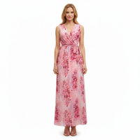 Maxikleid Damen Fließend V-Ausschnitt Seitenschlitz Elegant