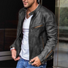 Lederjacke Herren – Übergangsjacke mit Reißverschluss | Bikerjacke Herren, Leicht & Stilvoll