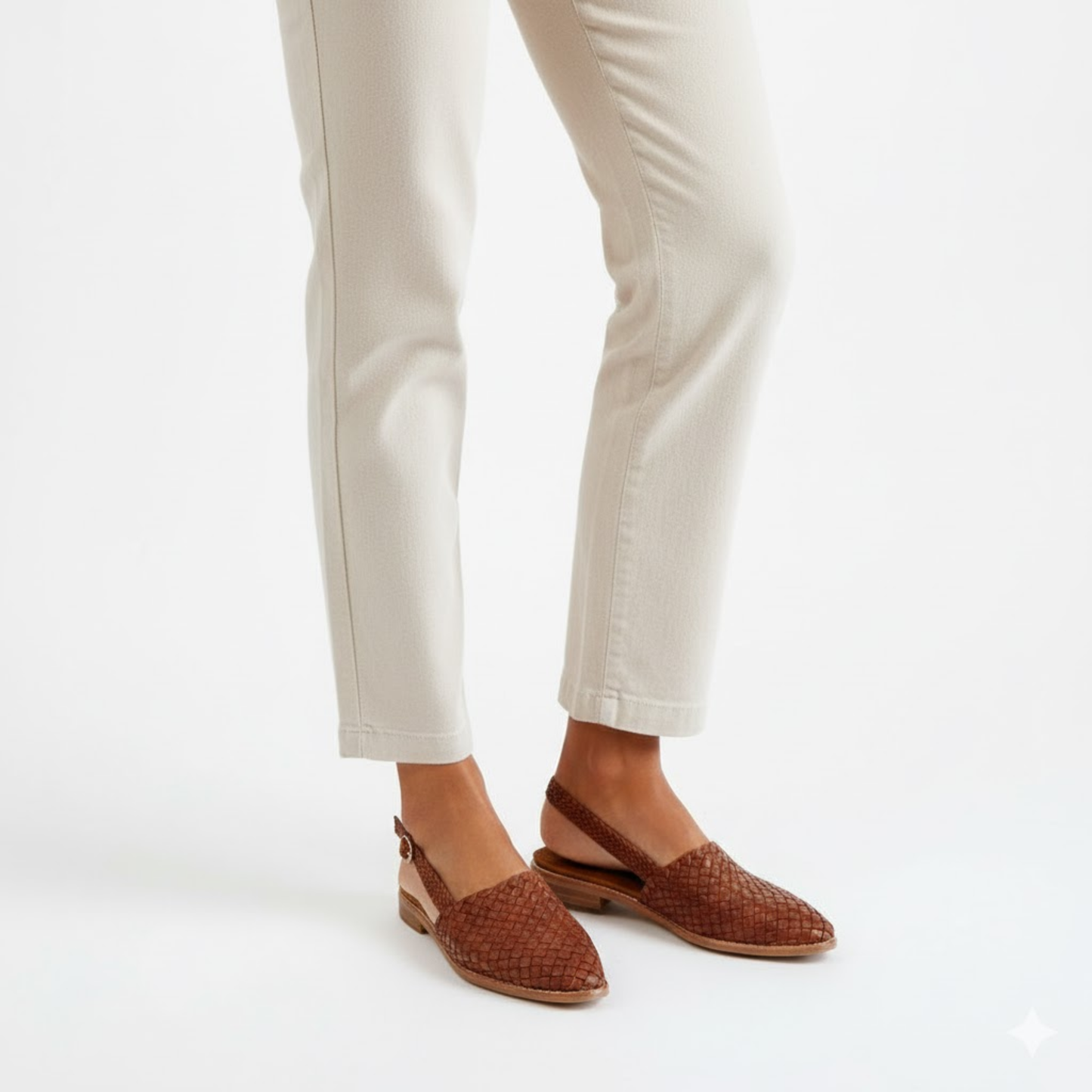 Slingbacks Damen Geflochten Spitz Elastischer Hinterriemen Alltag