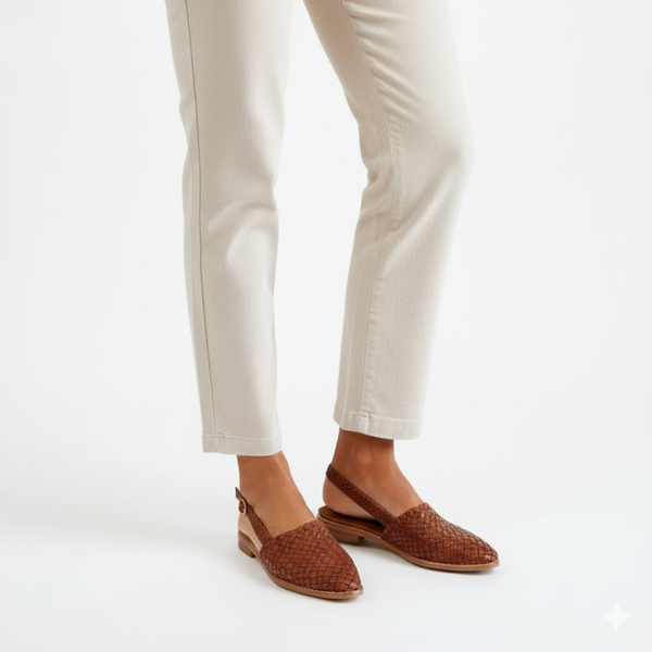 Slingbacks Damen Geflochten Spitz Elastischer Hinterriemen Alltag