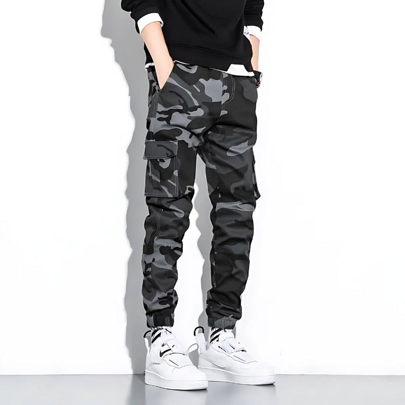 Herren Cargo-Hose Slim Fit Freizeit Camouflage