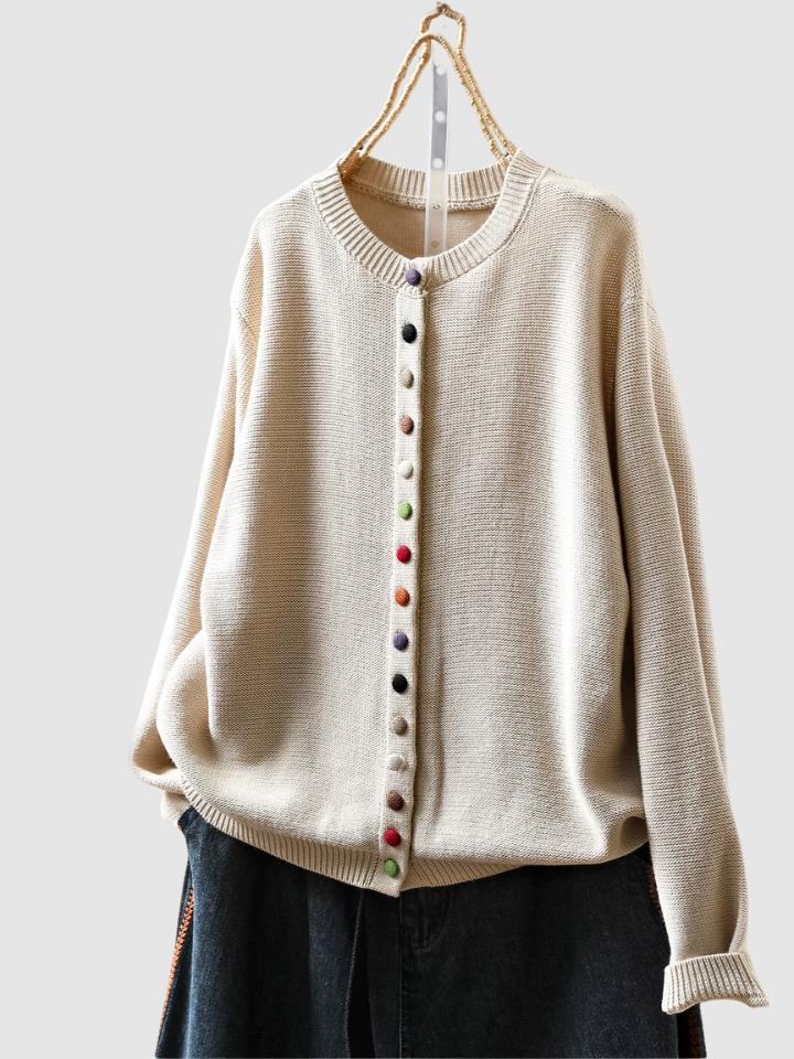 Damen Strickcardigan Relaxed Fit Freizeit mehrfarbige Knöpfe