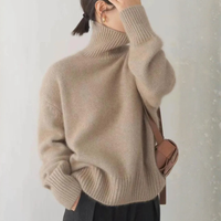Kaschmir Rollkragenpullover Damen Relaxed Fit Freizeit
