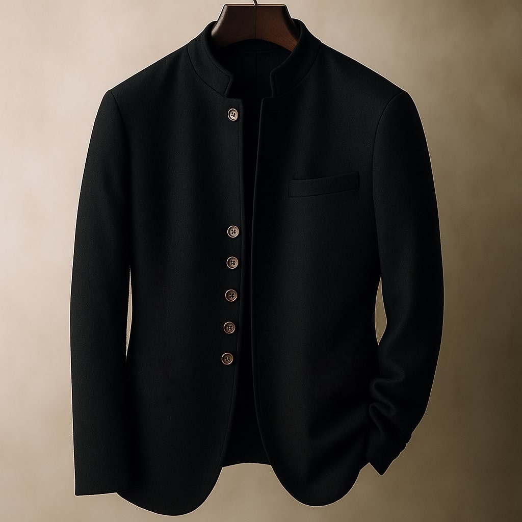 Wolljacke Herren Regular Fit Freizeit Stehkragen minimalistisch