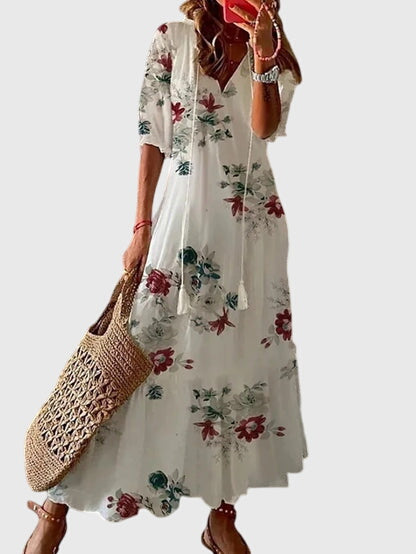Damen Sommerkleid Boho Vintage Regular Fit Freizeit