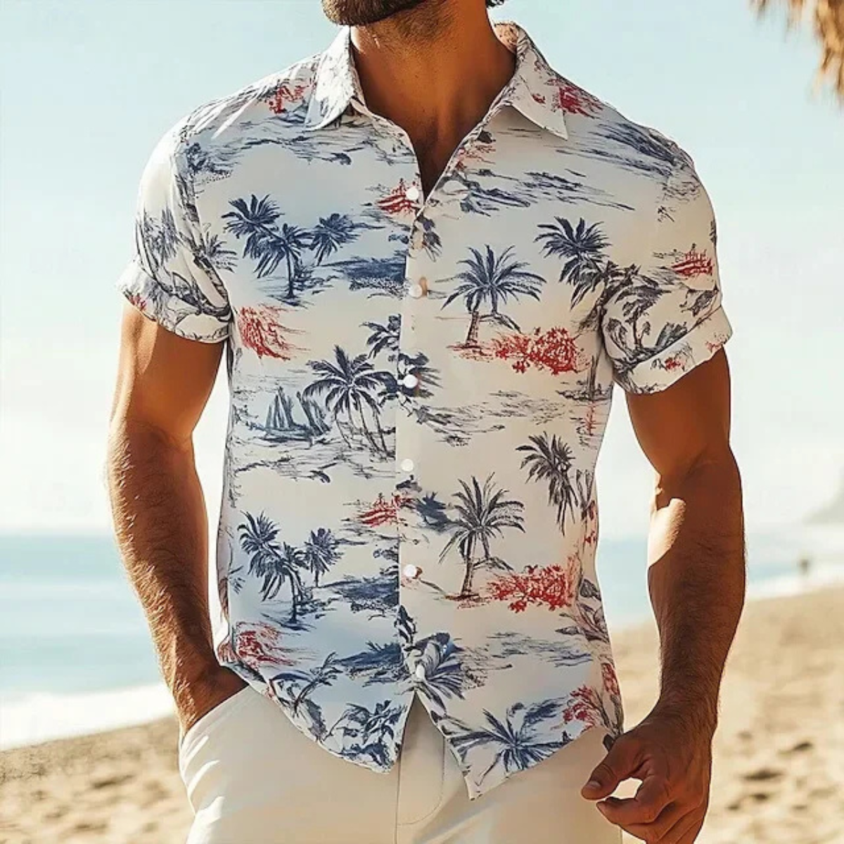 Das Cotswolds Herren Kurzarmhemd mit Palmenprint