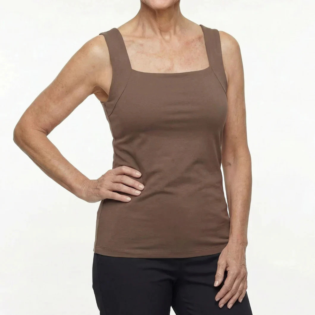 Damen Tanktop mit integriertem Sport-BH Regular Fit Freizeit