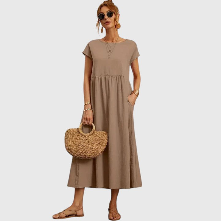 Damen Midi-Kleid Relaxed Fit Freizeit bequem sommerlich