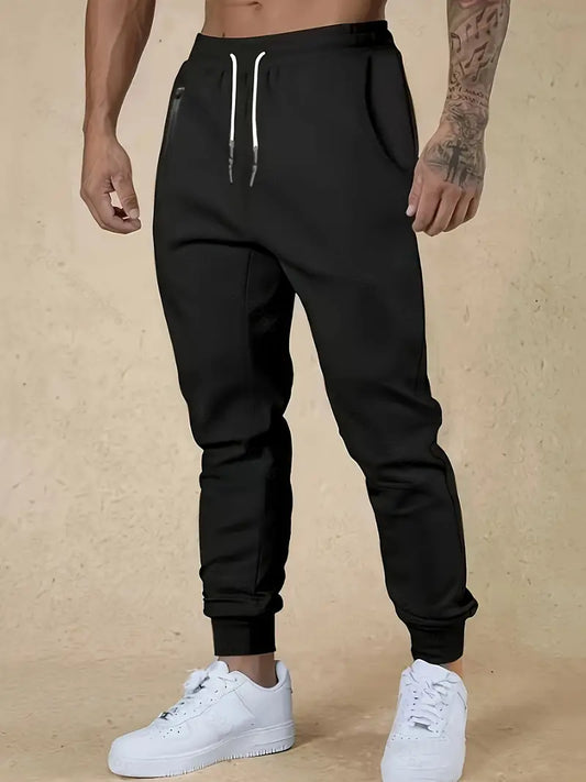 Bequeme Jogginghose für Herren mit verstellbarem Kordelzug in Schwarz