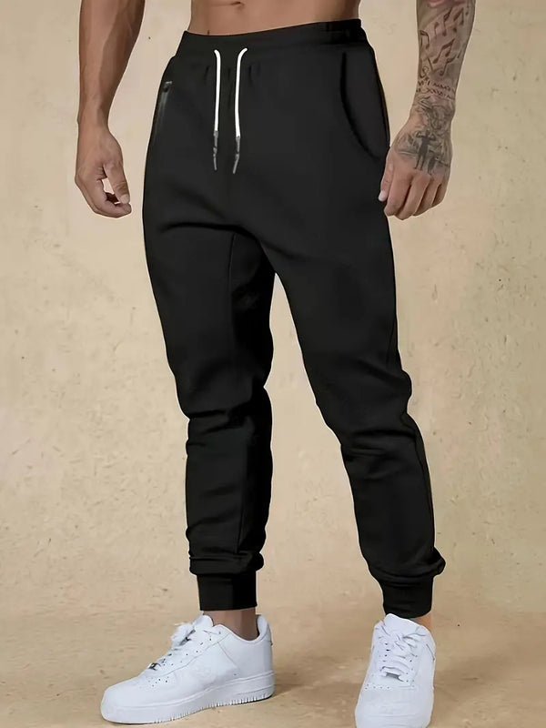 Bequeme Jogginghose für Herren mit verstellbarem Kordelzug in Schwarz