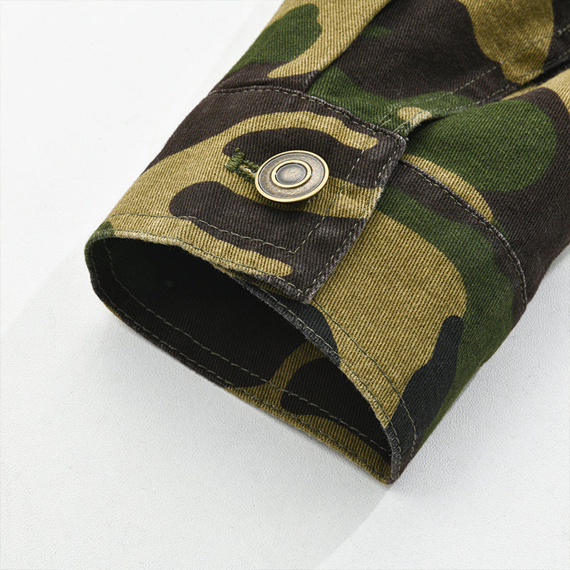 Herren Reversjacke Camouflage Canvas Retro Freizeit