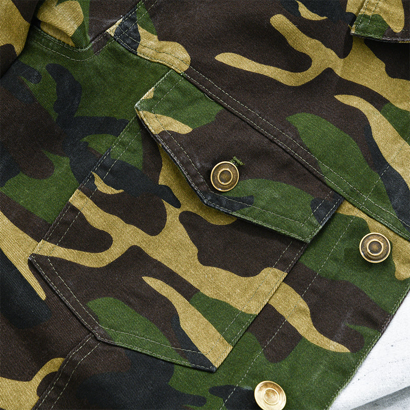 Herren Reversjacke Camouflage Canvas Retro Freizeit