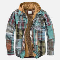 Herren Flanelljacke Patchwork Regular Fit Freizeit Winter