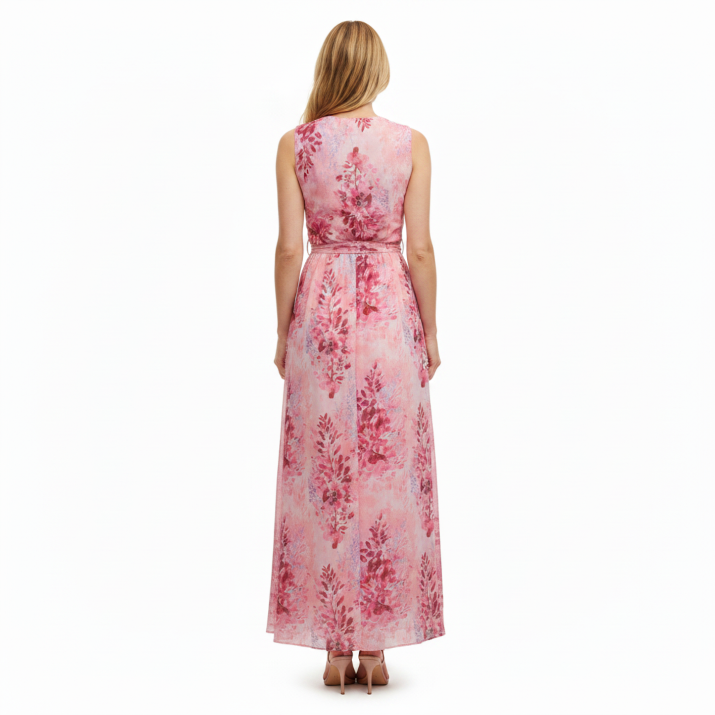 Maxikleid Damen Fließend V-Ausschnitt Seitenschlitz Elegant