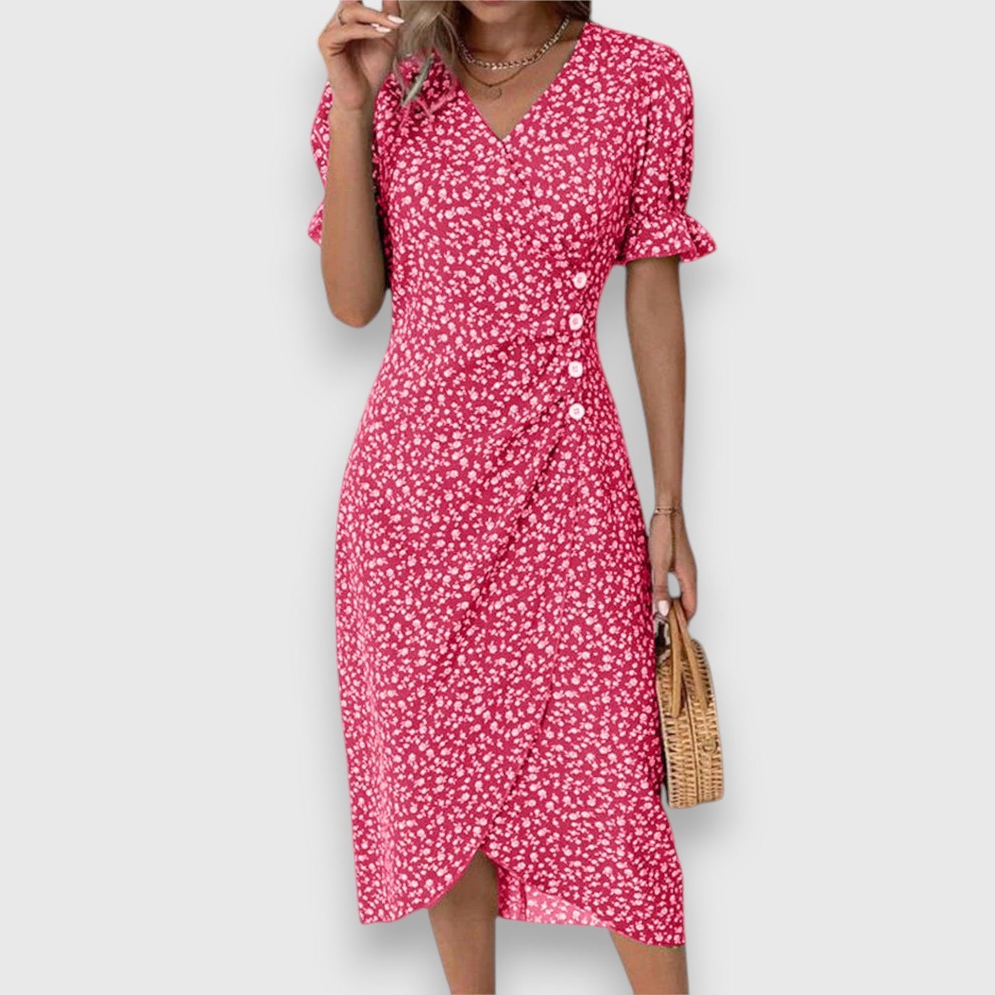 Damen Kleid Slim Fit Freizeit Elegant mit Blumenmuster