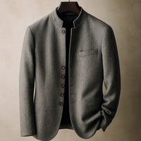 Wolljacke Herren Regular Fit Freizeit Stehkragen minimalistisch