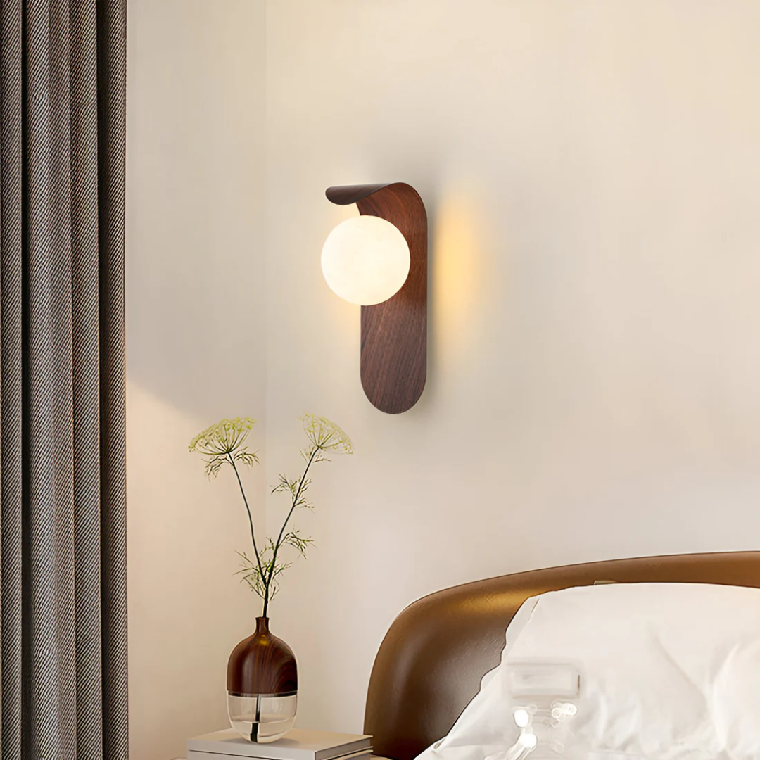 Wandleuchte Skandinavisch Holz Globus Minimalistisch Wohnzimmer