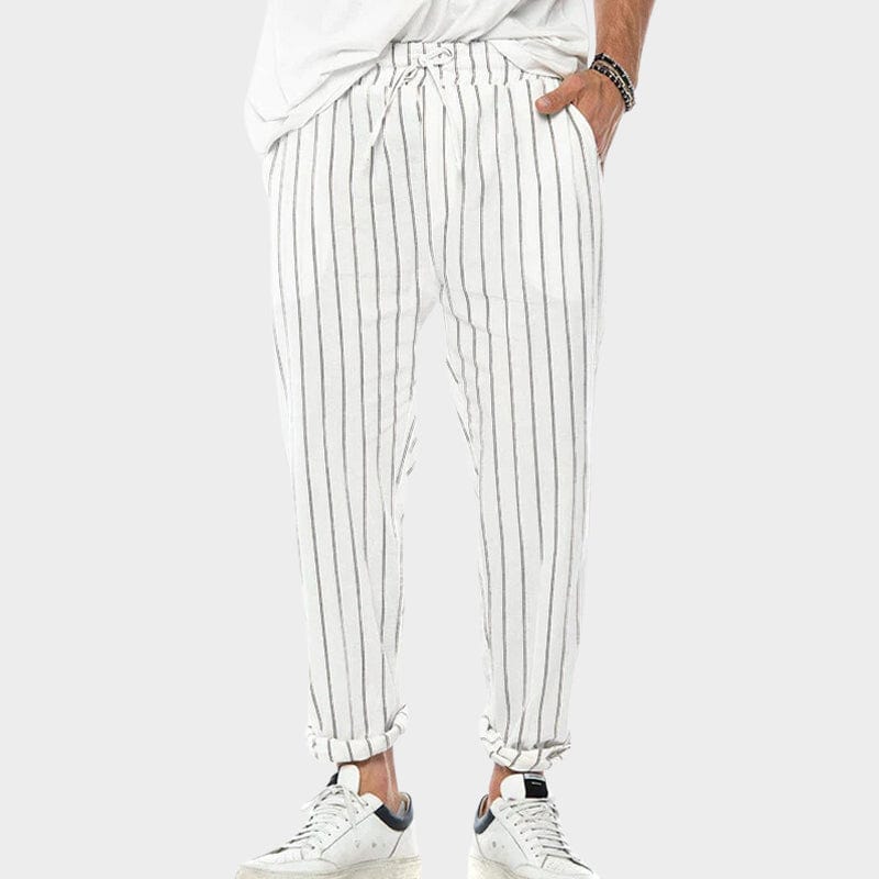 Lässige Herrenhose mit Kordelzug und Streifenmuster für Freizeitaktivitäten